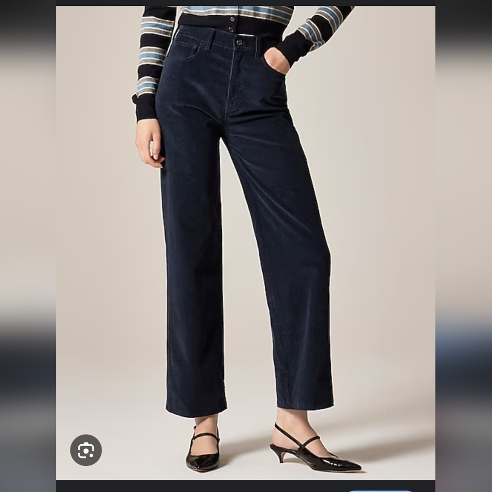 J.Crew women's Wide Leg Velvet High Rise Full Length pants Cotton Stretch sz 28